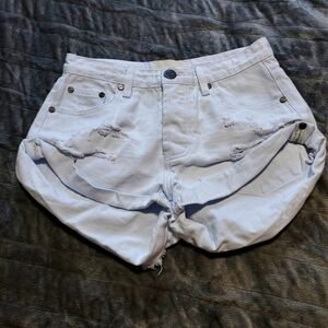 One Teaspoon White Denim Distressed Shorts Sz-23